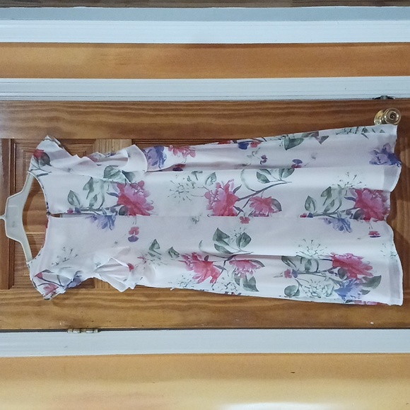 Motherhood Maternity Pink Floral Flutter Sleeve Midi  Dress Size M - Picture 10 of 13